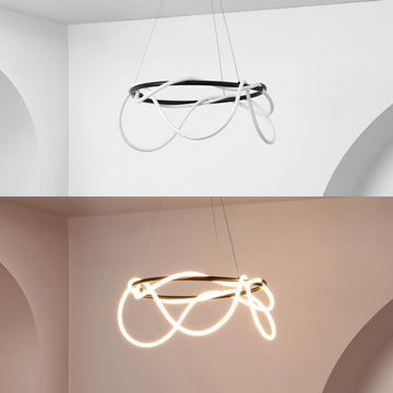 Lisette 25" Contemporary Minimalist 360 Adjustable Silicone Neon Rope Dimmable Integrated LED Chandelier - JONATHAN Y